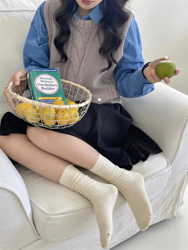 Women Socks Casual Fashion Solid Color