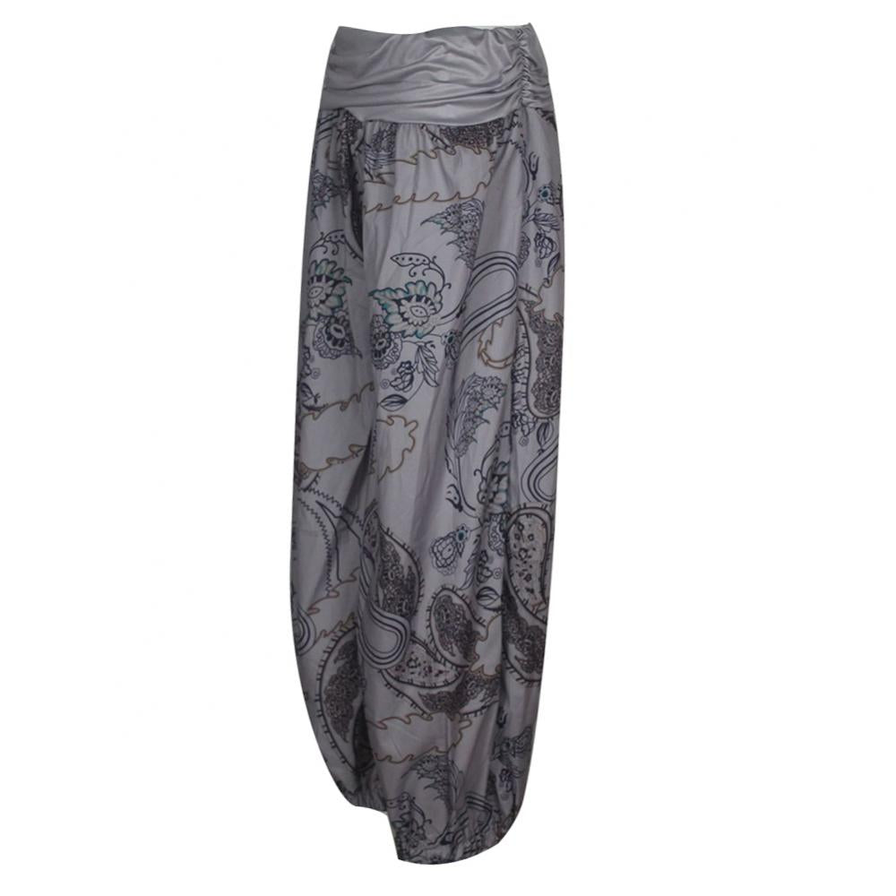 Women Boho Loose Pants Paisley Print High Waist Ankle Tied Harem Pants