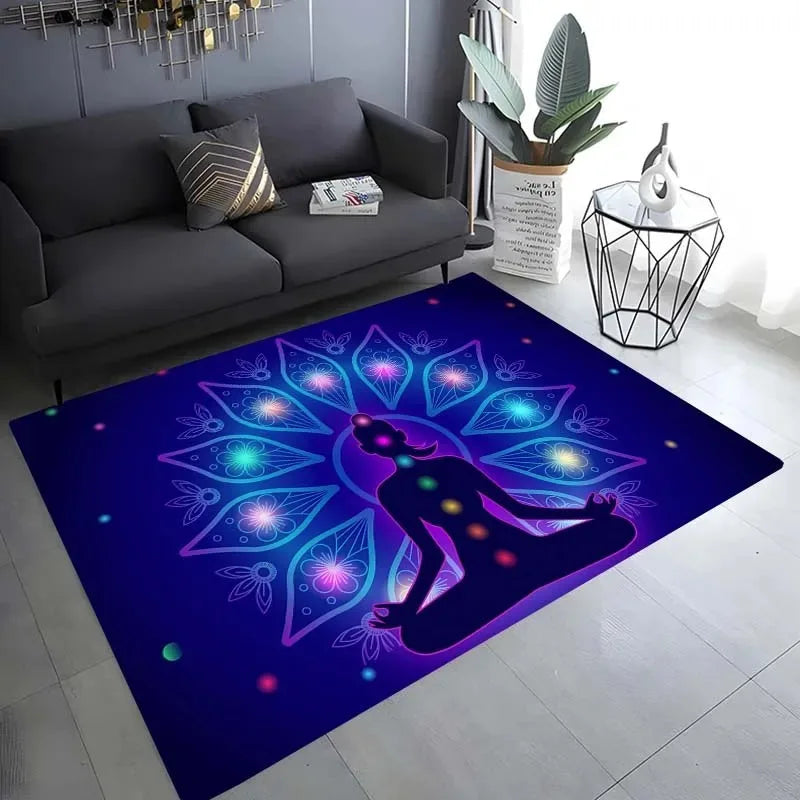 Colorful Yoga Pattern Floor Mats Door Decoration Home Living Room Floor Mats