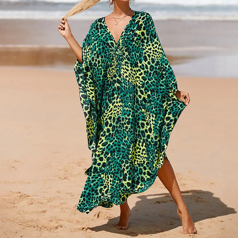 Boho Sexy Women's Dress Spring Summer Fashion Cotton Printed Beach Cover Up