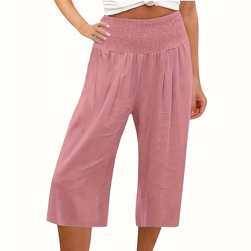 Summer Cotton Linen Calf Length Pants