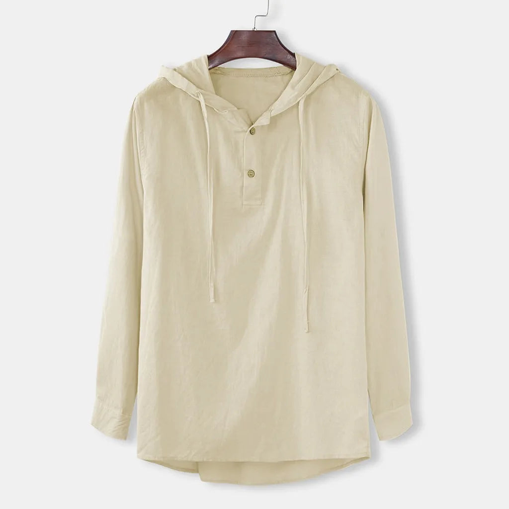 Men Shirts Hooded Solid Color