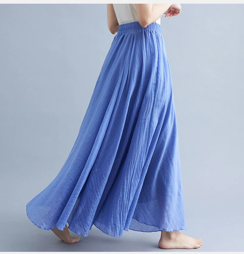 Boho Cotton Linen Beach Long Skirt