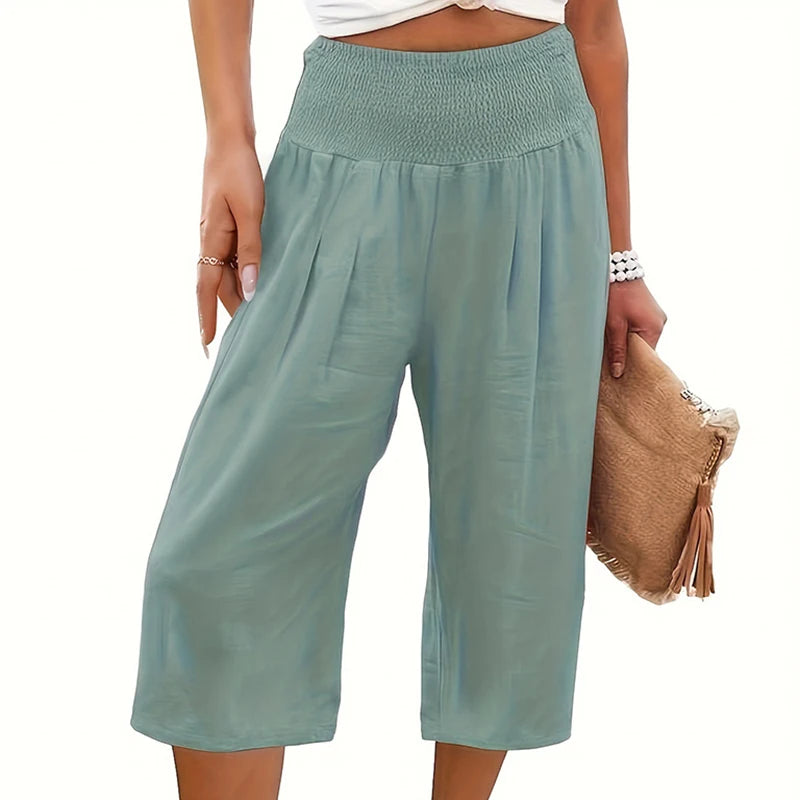 Summer Cotton Linen Calf Length Pants