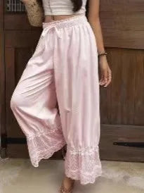 Boho Style Women's Loose Wide Leg Pants Fashion Lace