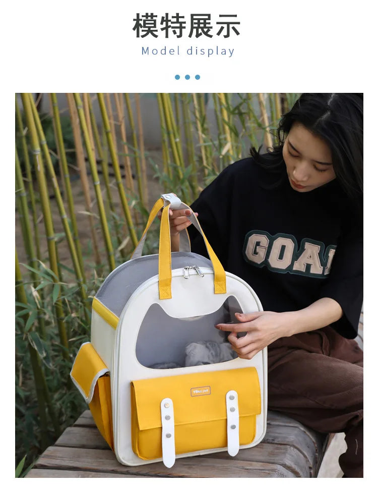 Portable Breathable Backpack for Carrying Pet Cats and Small Dogs