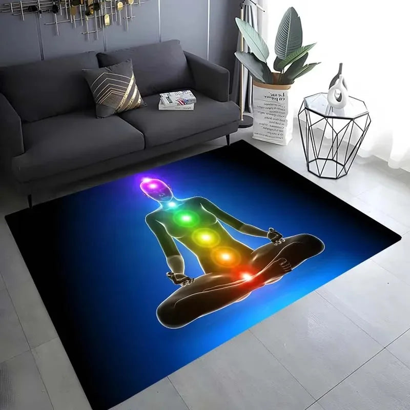 Colorful Yoga Pattern Floor Mats Door Decoration Home Living Room Floor Mats