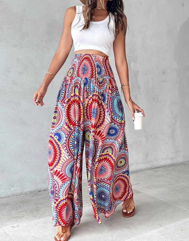 Boho Print Pant Women Wide Leg