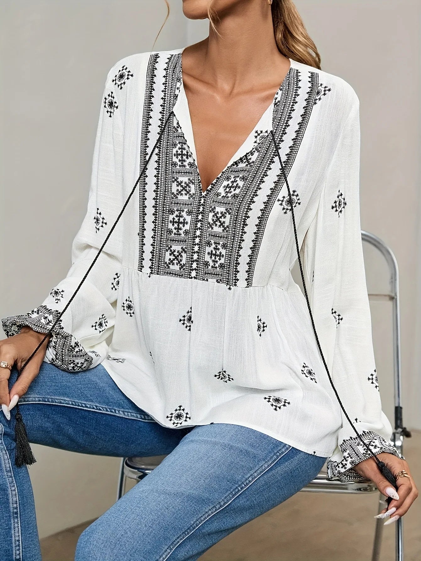 Boho Long-sleeve Blouses For Women