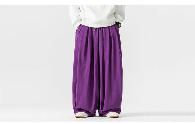 Oversized Men Wide Leg Pants Elastic Waist Joggers Trousers Male