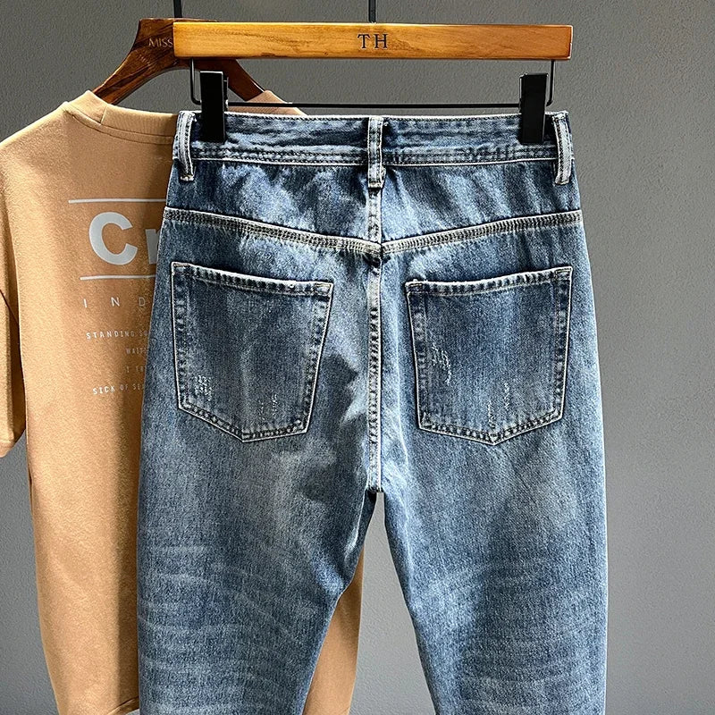 New Frayed Jeans Men Baggy