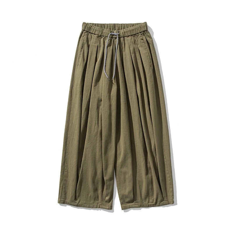 Oversized Men Wide Leg Pants Elastic Waist Joggers Trousers Male