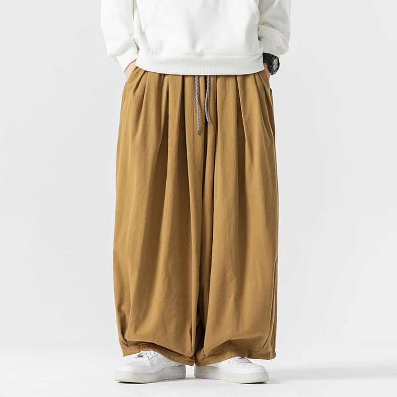 Oversized Men Wide Leg Pants Elastic Waist Joggers Trousers Male