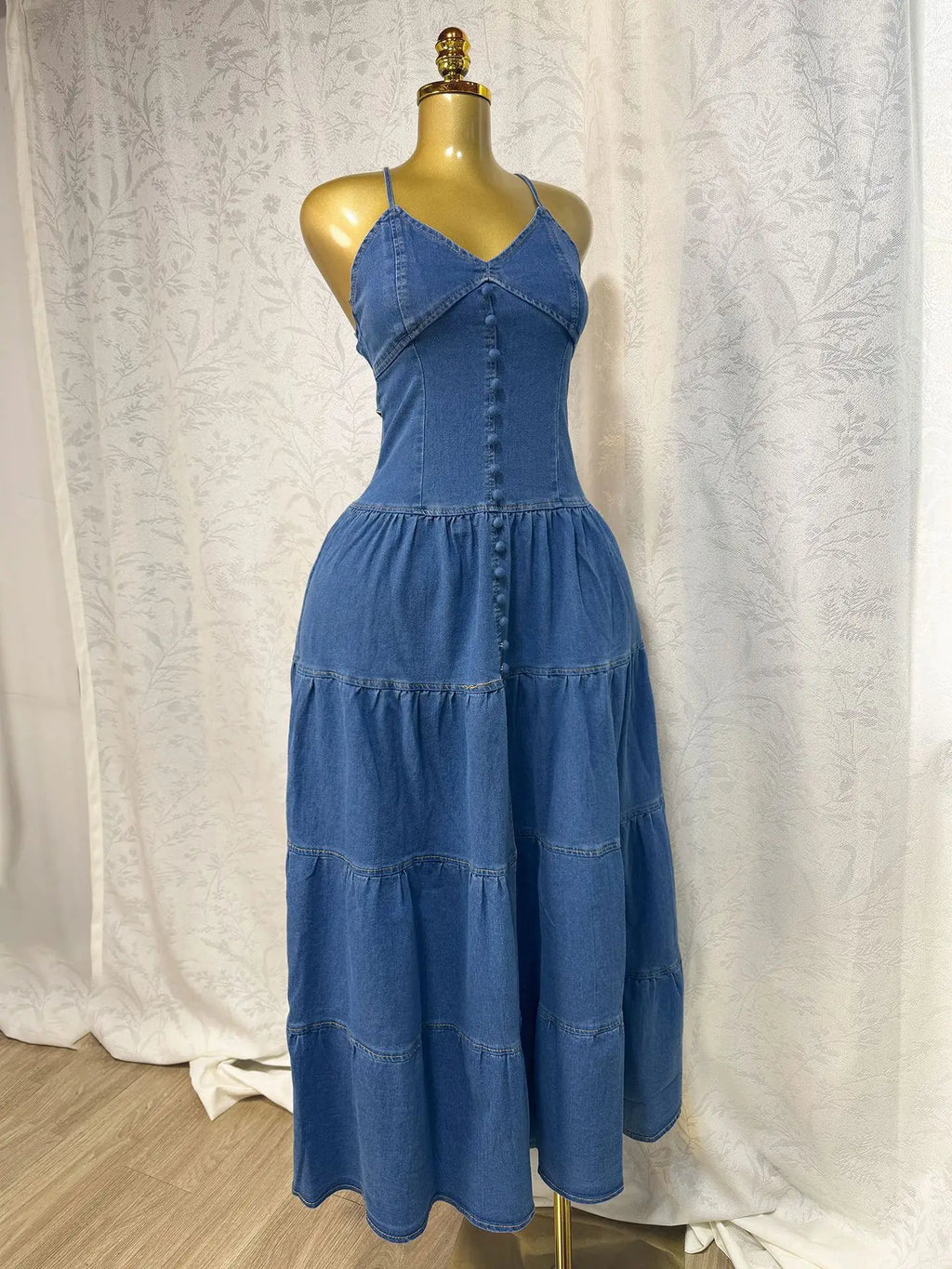 Long Dress Women Denim Dress Sling