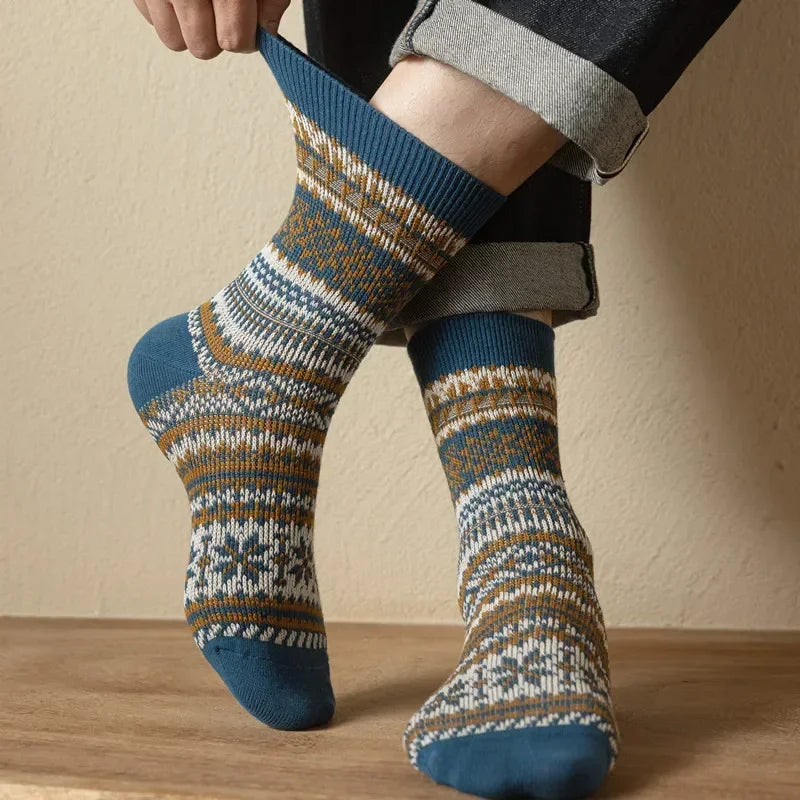 Mens Socks Fashion Retro Geometric Patterns