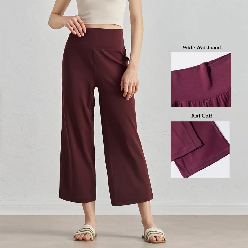 Capri Pants for Women Wide Leg Yoga Cropped Pants Tummy Control