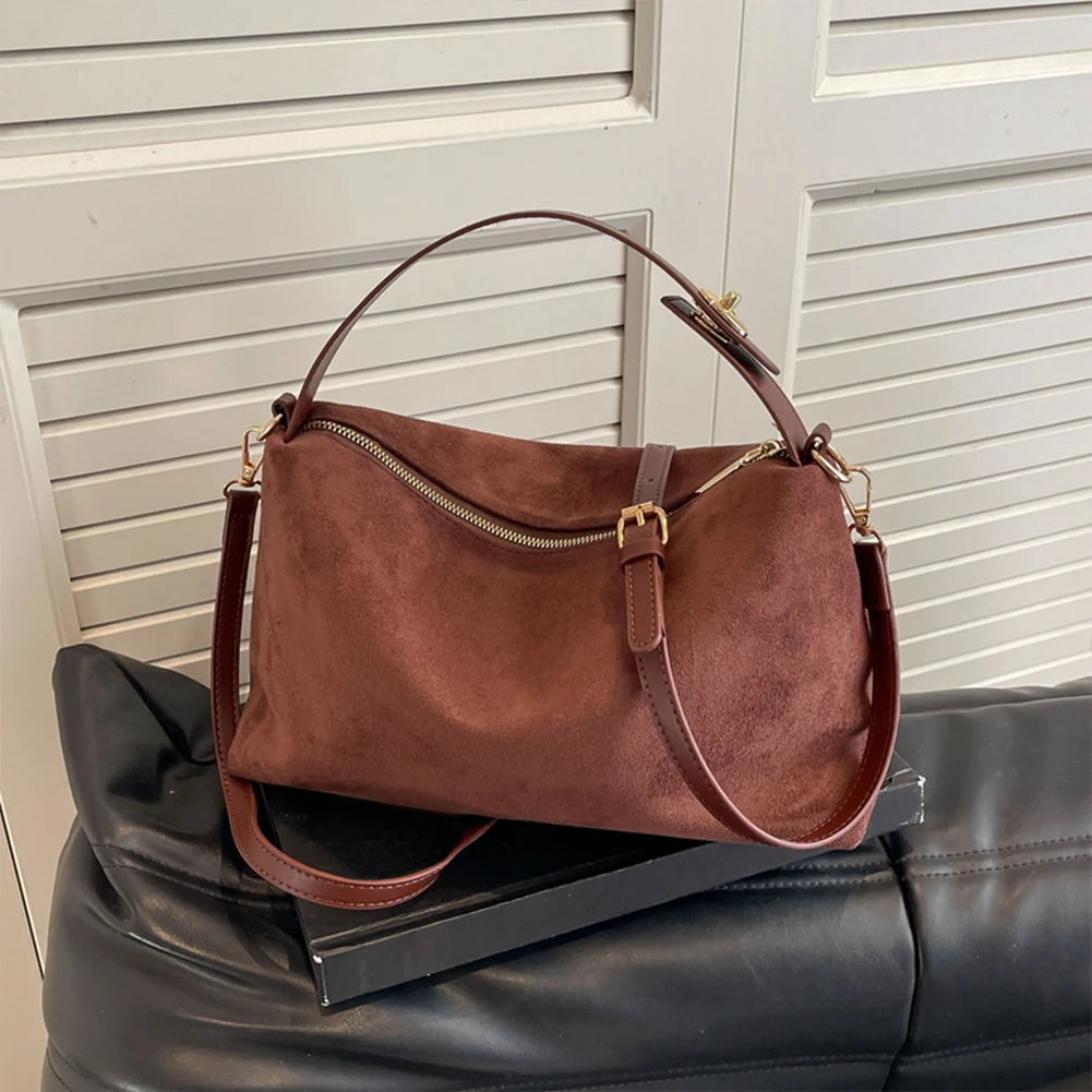 Big Boston Tote Soft Matte Suede Cow Leather