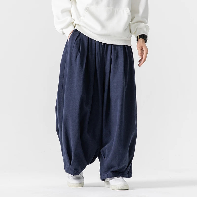Oversized Men Wide Leg Pants Elastic Waist Joggers Trousers Male