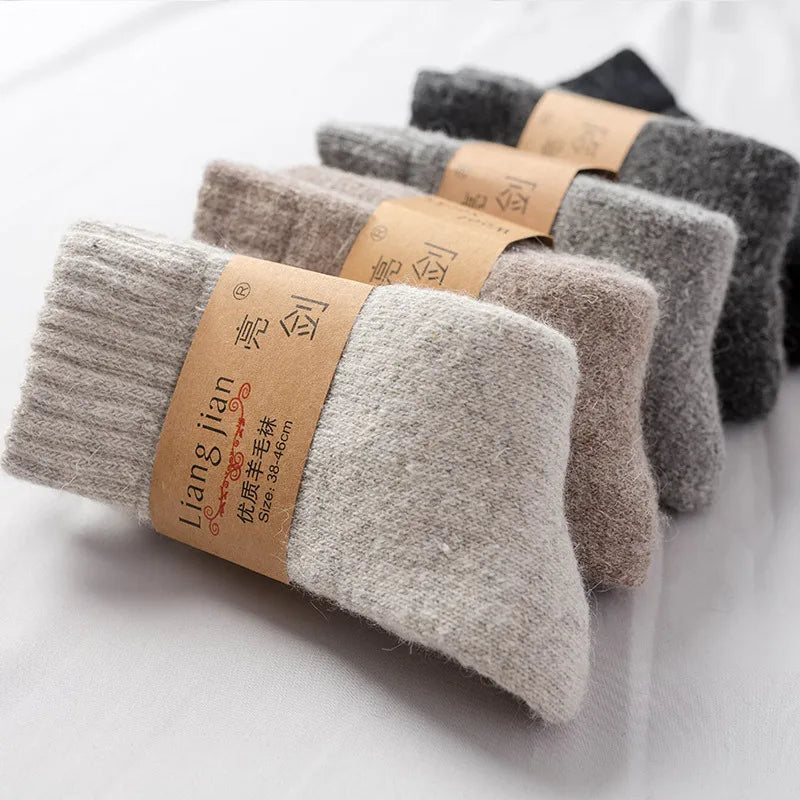 Super Warm Male Men Thicker Solid Socks Merino Wool