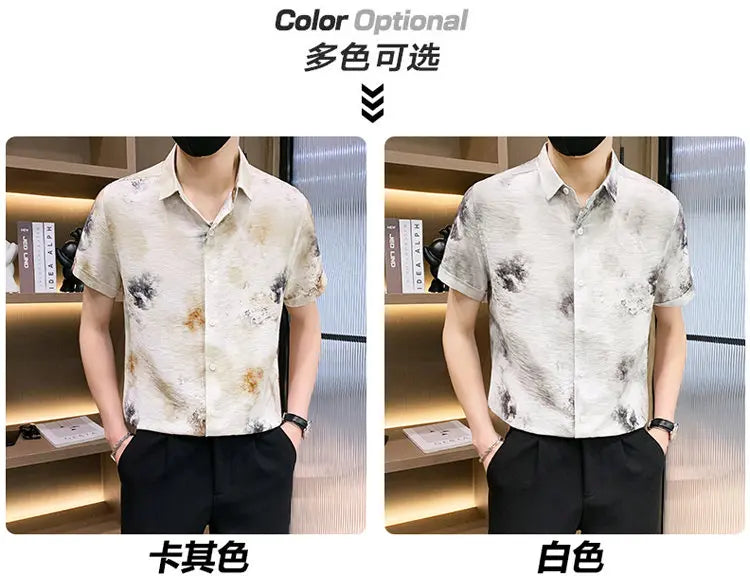 Fashion Men Summer Casual Short Sleeve Floral Shirt