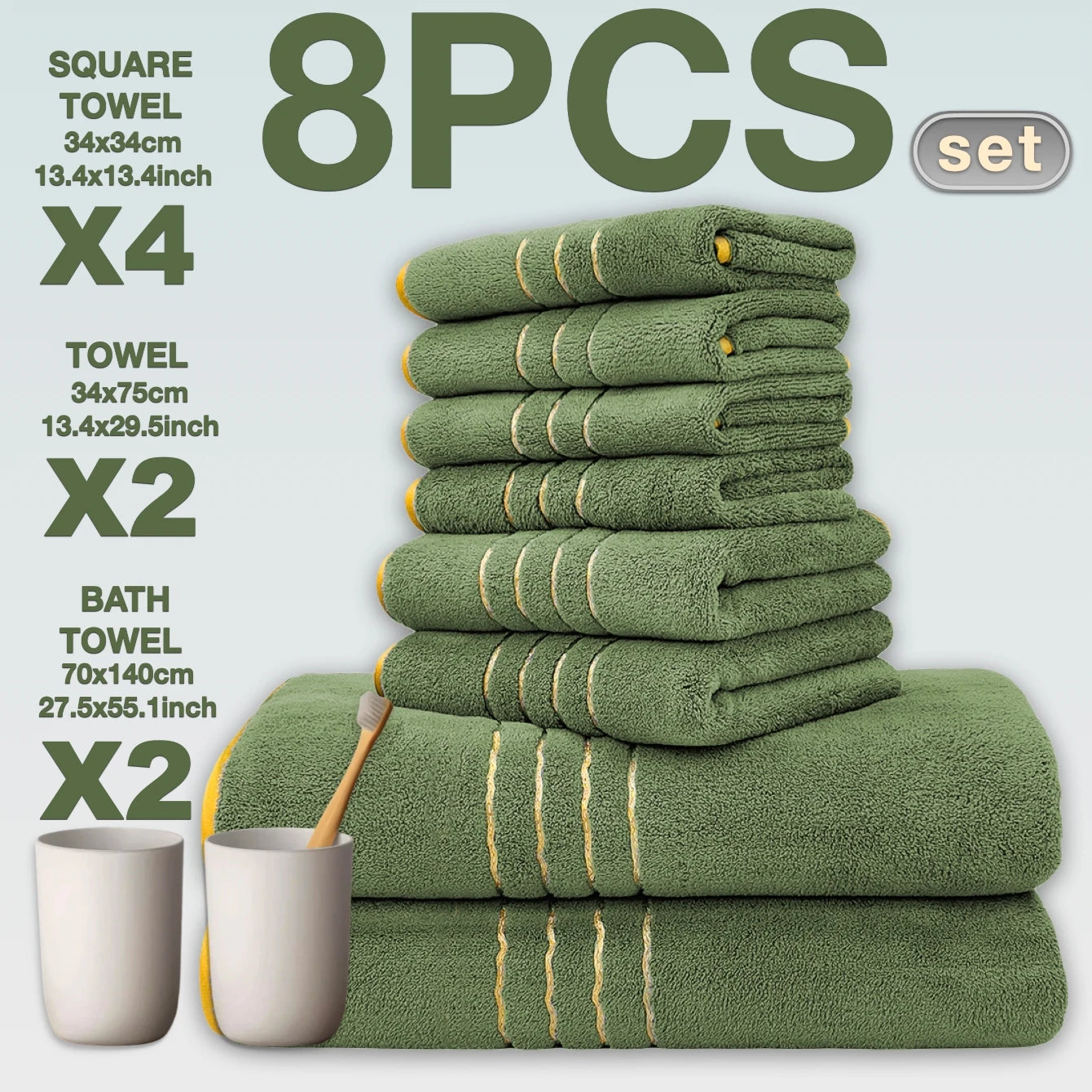 8pcs Luxury Hotel High Quality Cotton Bath Towel Set