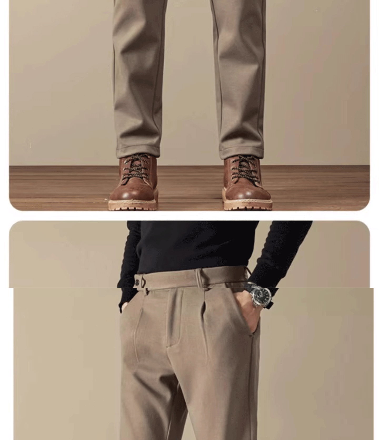 Business Casual Men's Brushed Khakis Straight Leg