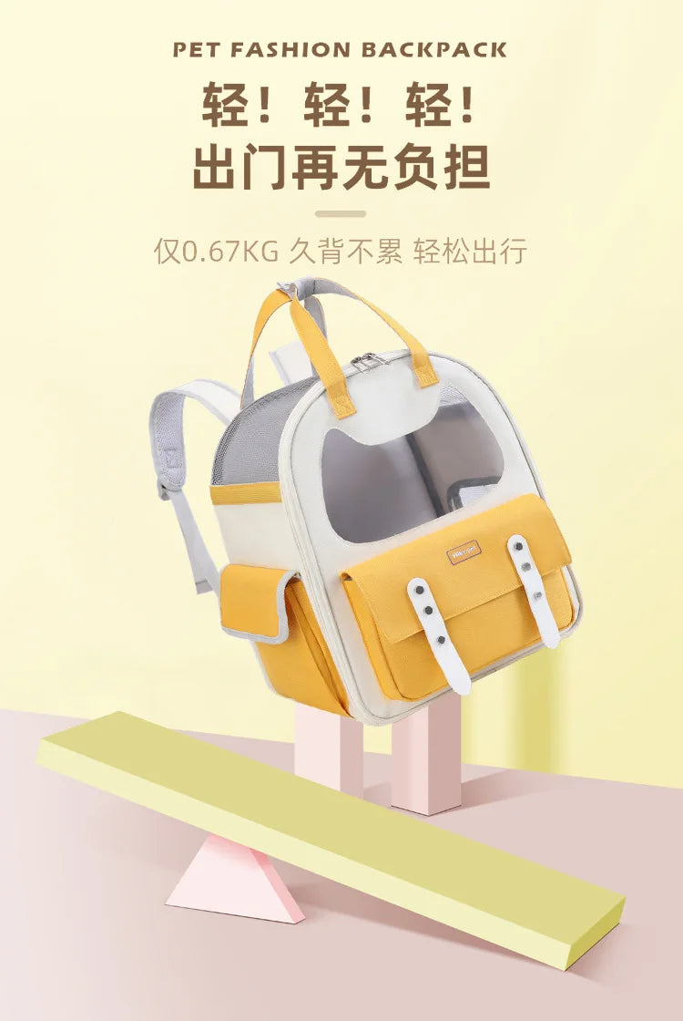 Portable Breathable Backpack for Carrying Pet Cats and Small Dogs