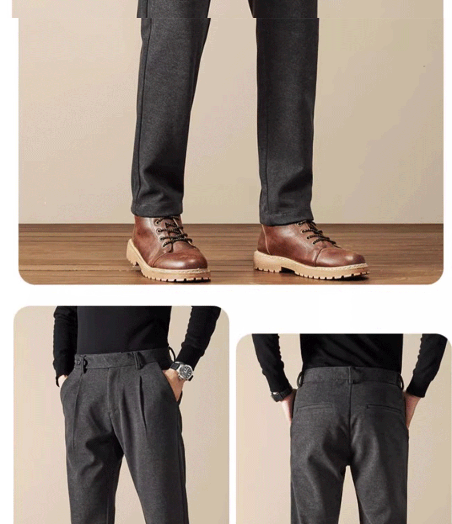Business Casual Men's Brushed Khakis Straight Leg