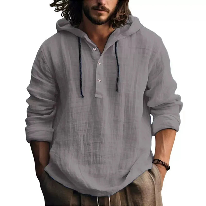 New Men's Casual Blouse Cotton Linen Shirt