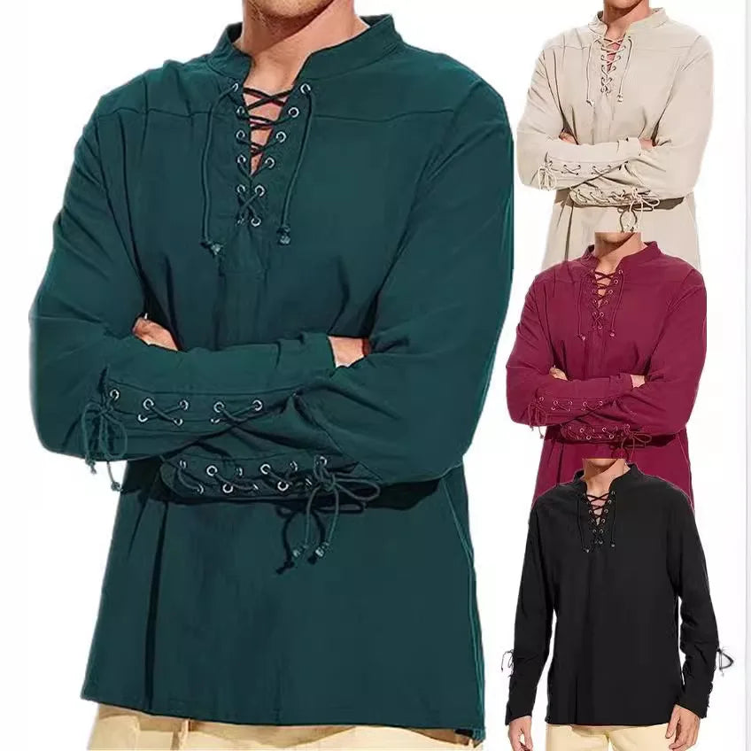 Men's Cotton Linen Shirt Long Sleeve