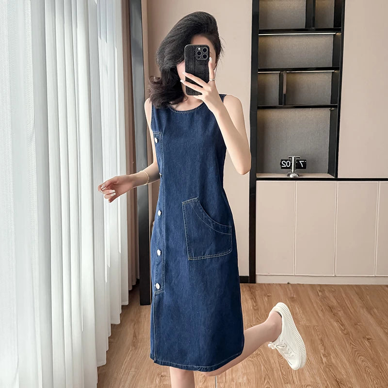 Sleeveless Denim Dress