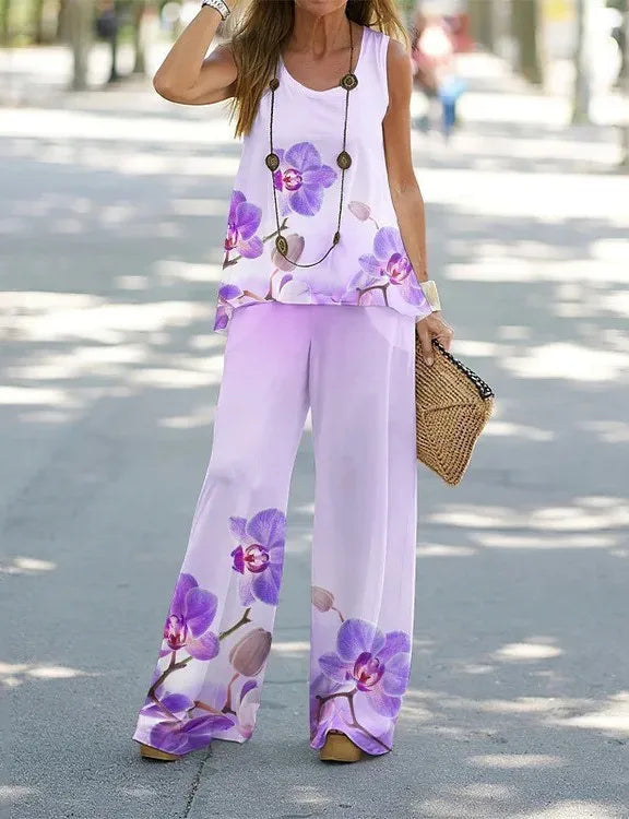 Women's Boho Print Set Casual Sleeveless