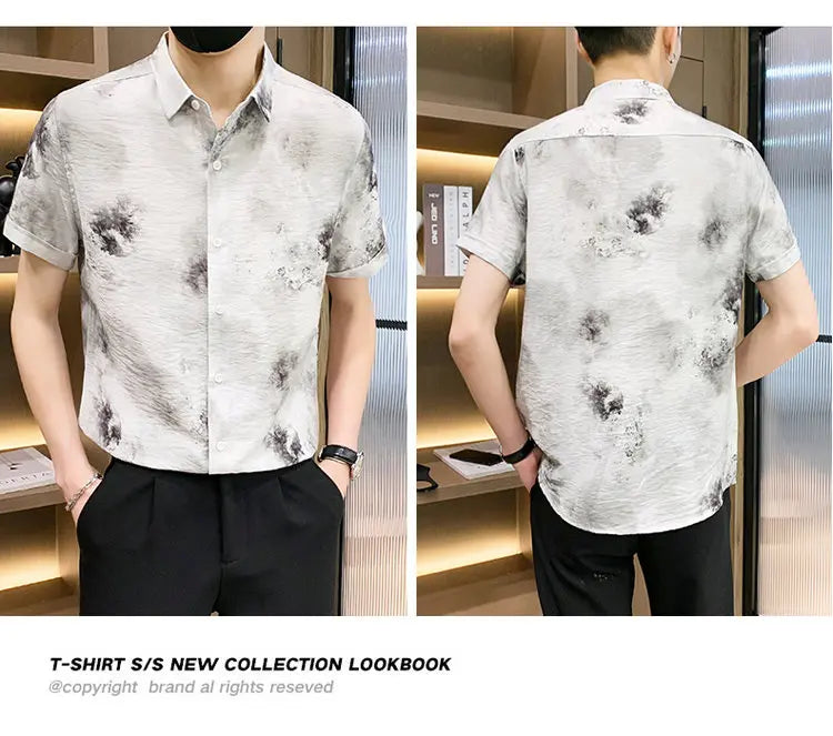 Fashion Men Summer Casual Short Sleeve Floral Shirt