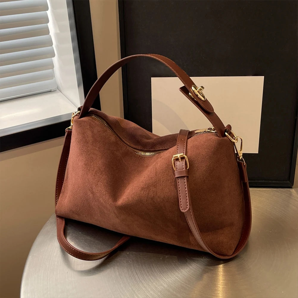 Big Boston Tote Soft Matte Suede Cow Leather