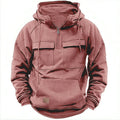 Men's hooded solid-color casual hoodie