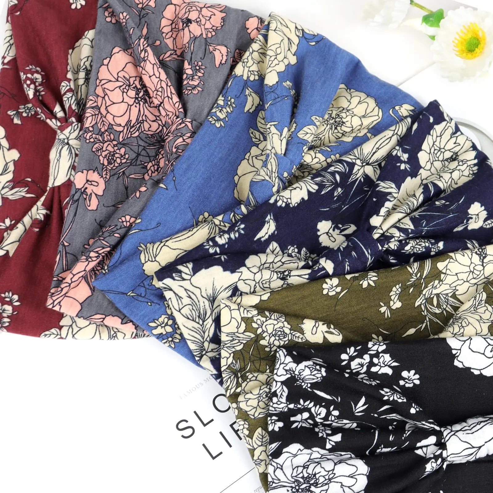 Boho Headbands for Women Cotton Wide Head Bands Stretch