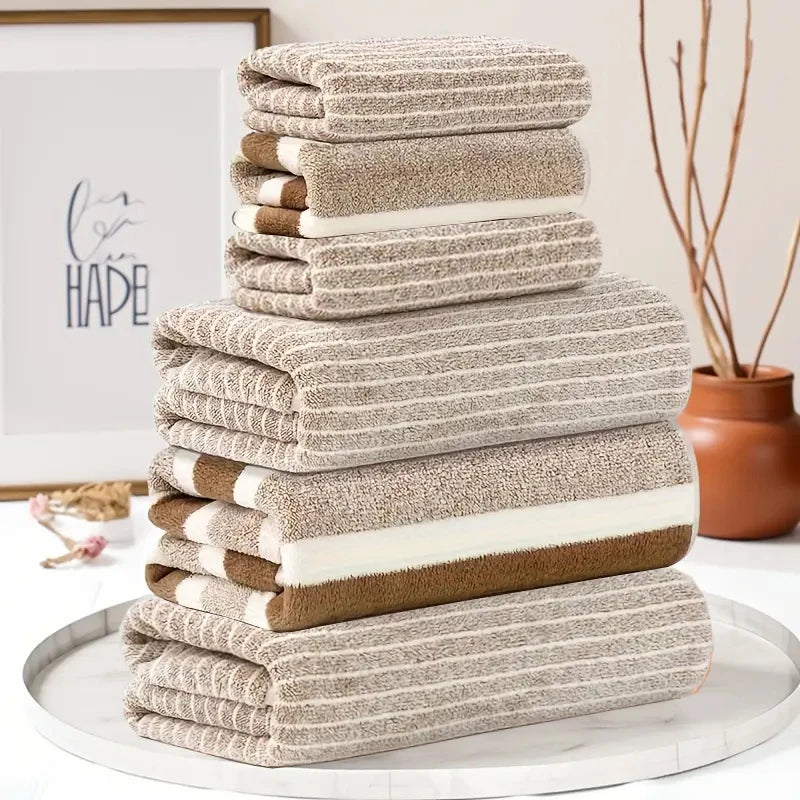 6 Pcs Set of Coral Fleece Material, 3 Bath Towels