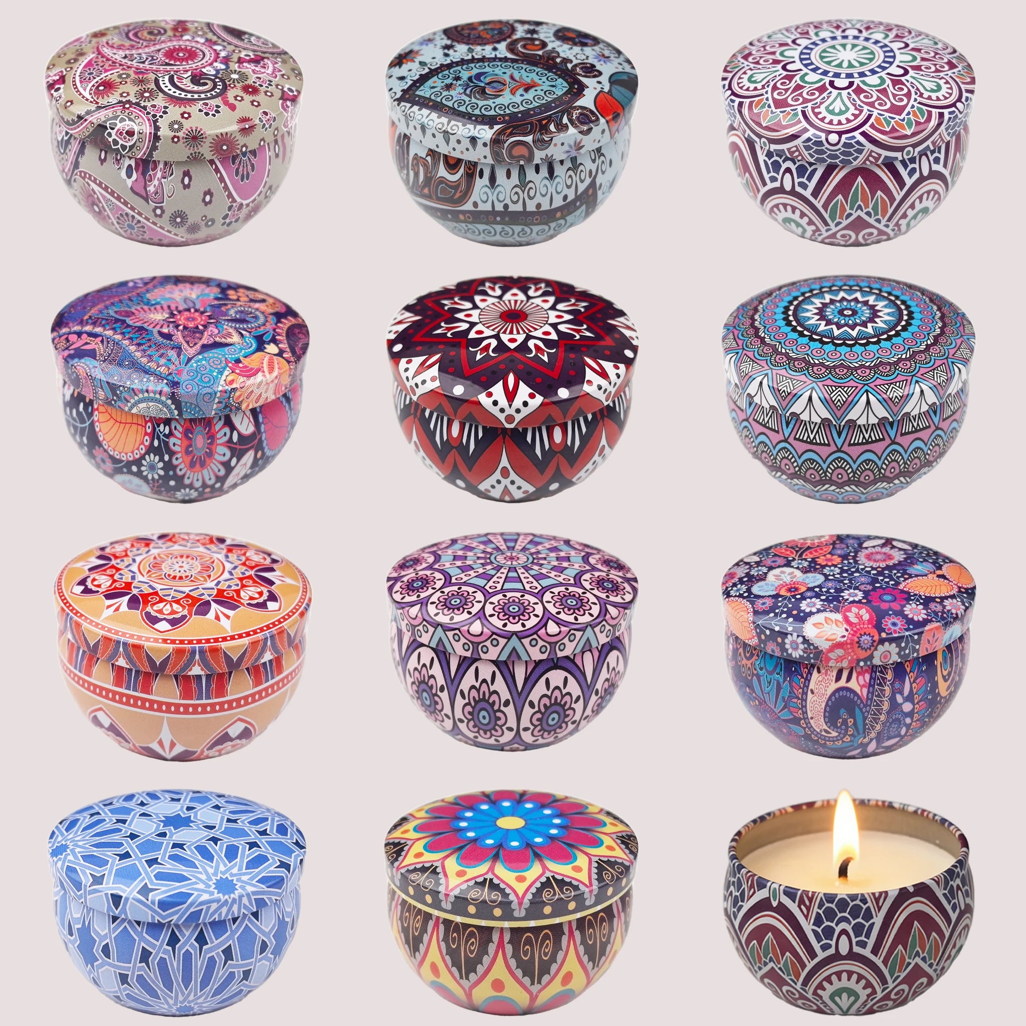 1 Pack of Ham-Scented Aromatherapy Candles, Small Tin Can Aromatherapy Candles, Available in White Tea Flower, Mint, Foxtail Grass, Honeysuckle, Bluebell, Jasmine, Lemongrass, Vanilla, Freesia, Lavender, Coconut Milk Scent, P