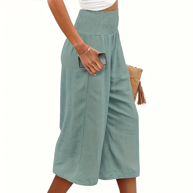 Summer Cotton Linen Calf Length Pants