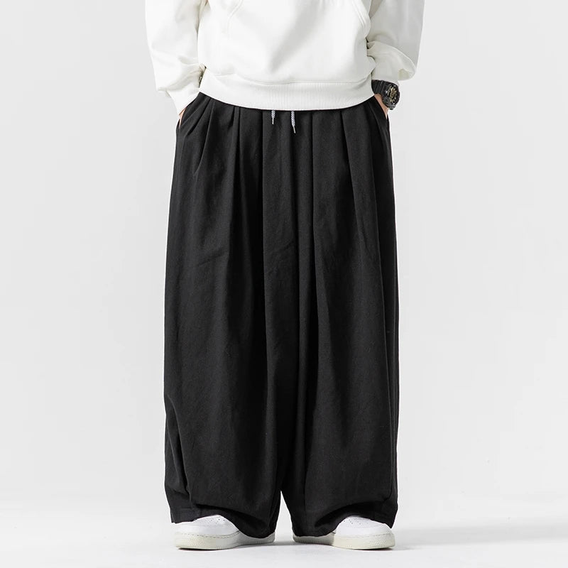 Oversized Men Wide Leg Pants Elastic Waist Joggers Trousers Male
