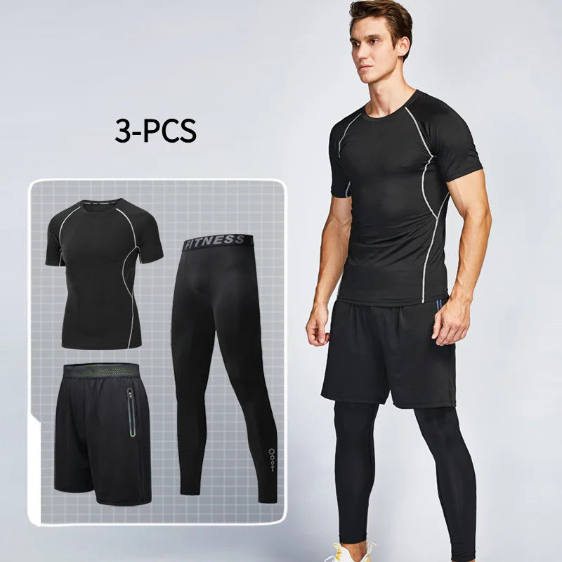 3 PCS Men's Fitness Workout Clothes Set