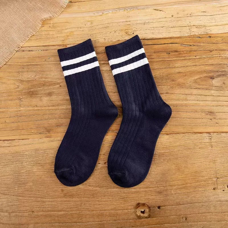 1 Pairs/Lot Knitted Striped Cotton Mens Socks Hit Trendy Japan Korea Harajuku Socks Man Male Calcetines