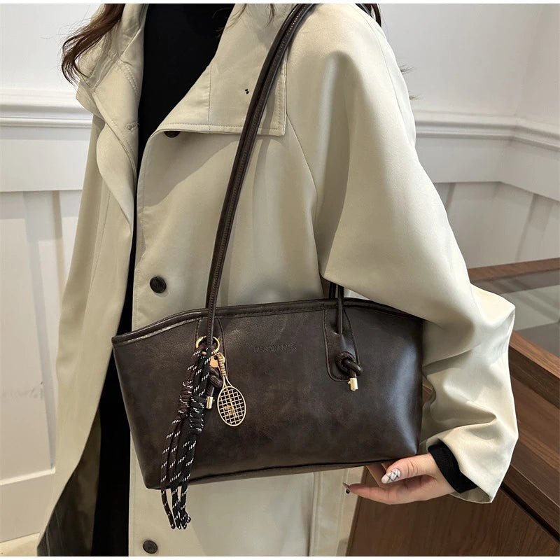 Retro Tote Bag Fashionable Advanced Simple And Versatile Handbag