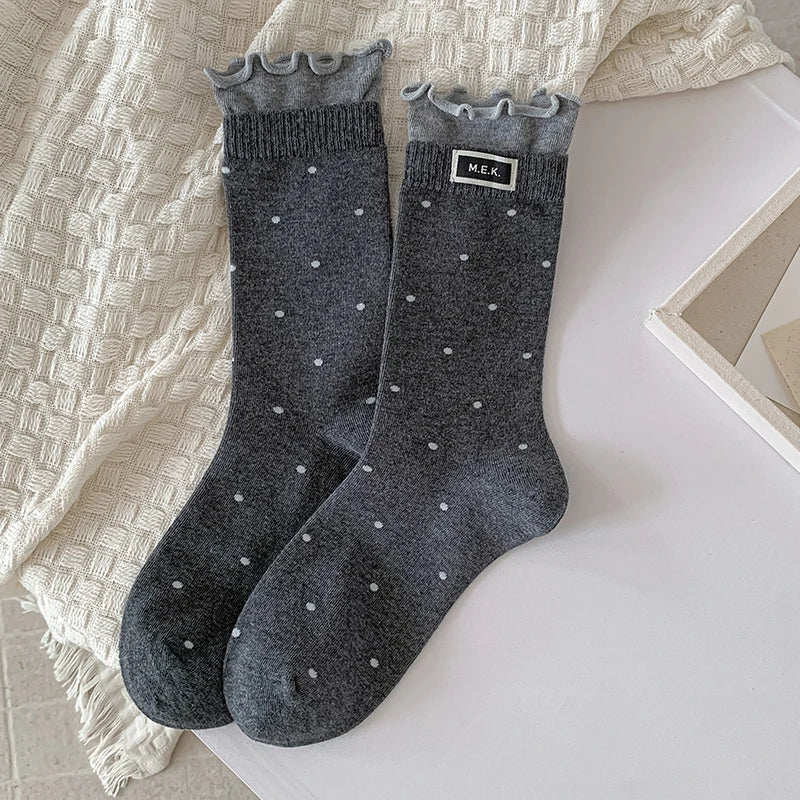 Women New Dots Cute Frilly Casual Fashion Socks