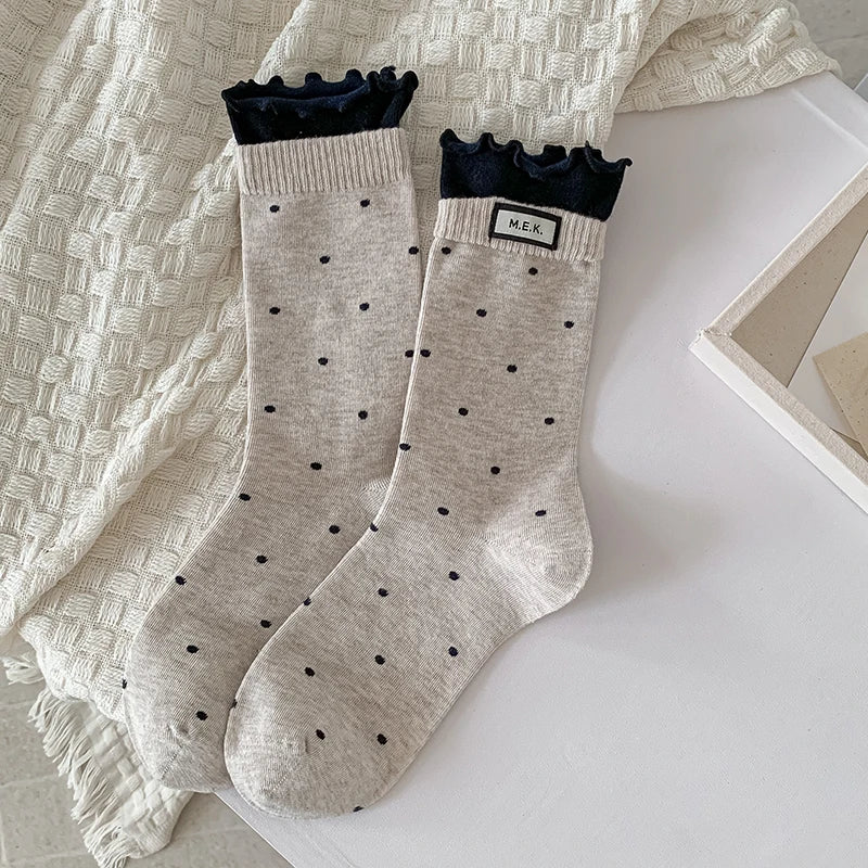 Women New Dots Cute Frilly Casual Fashion Socks