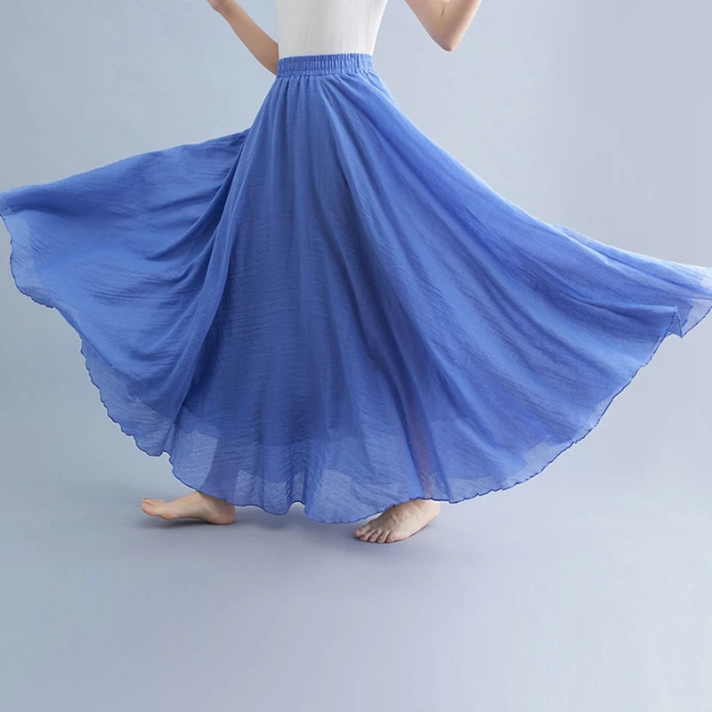 Boho Cotton Linen Beach Long Skirt
