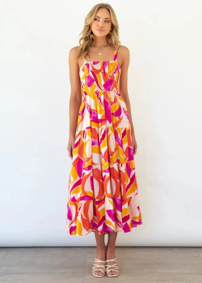 Fashion Bohemian Style Print Beach Dress