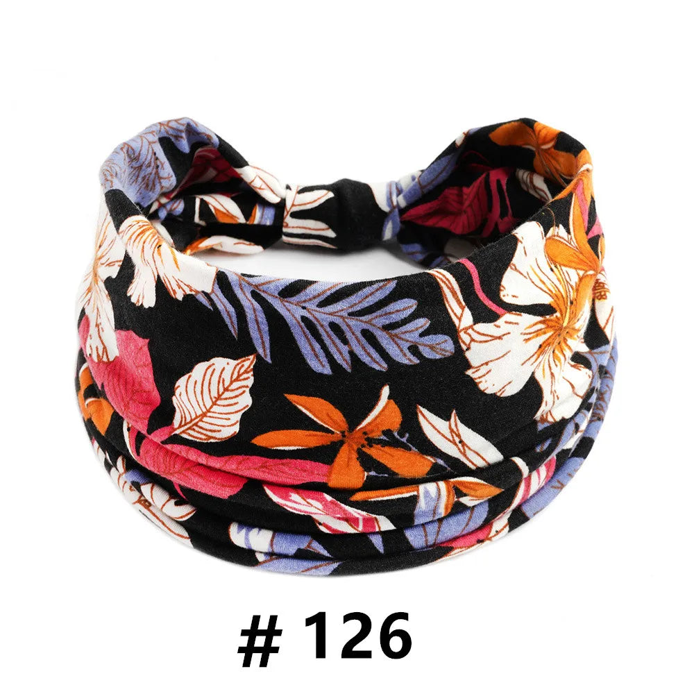 Boho Headbands for Women Cotton Wide Head Bands Stretch