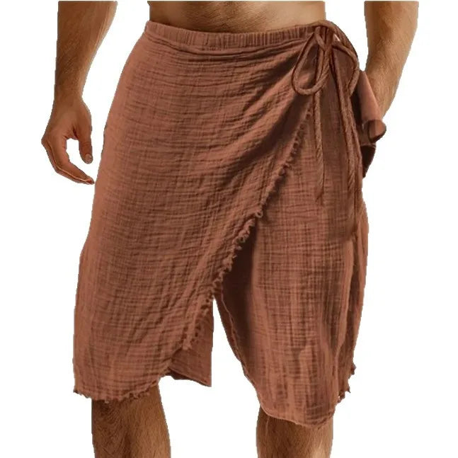 Boho Men's Linen Shorts Seaside Beach Casual