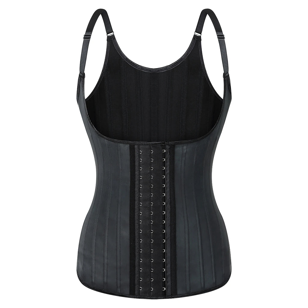 Plus Size Women Adjustable Strap  Latex Waist Trainer 25 Steel Bones Vest Cincher Under bust Corset